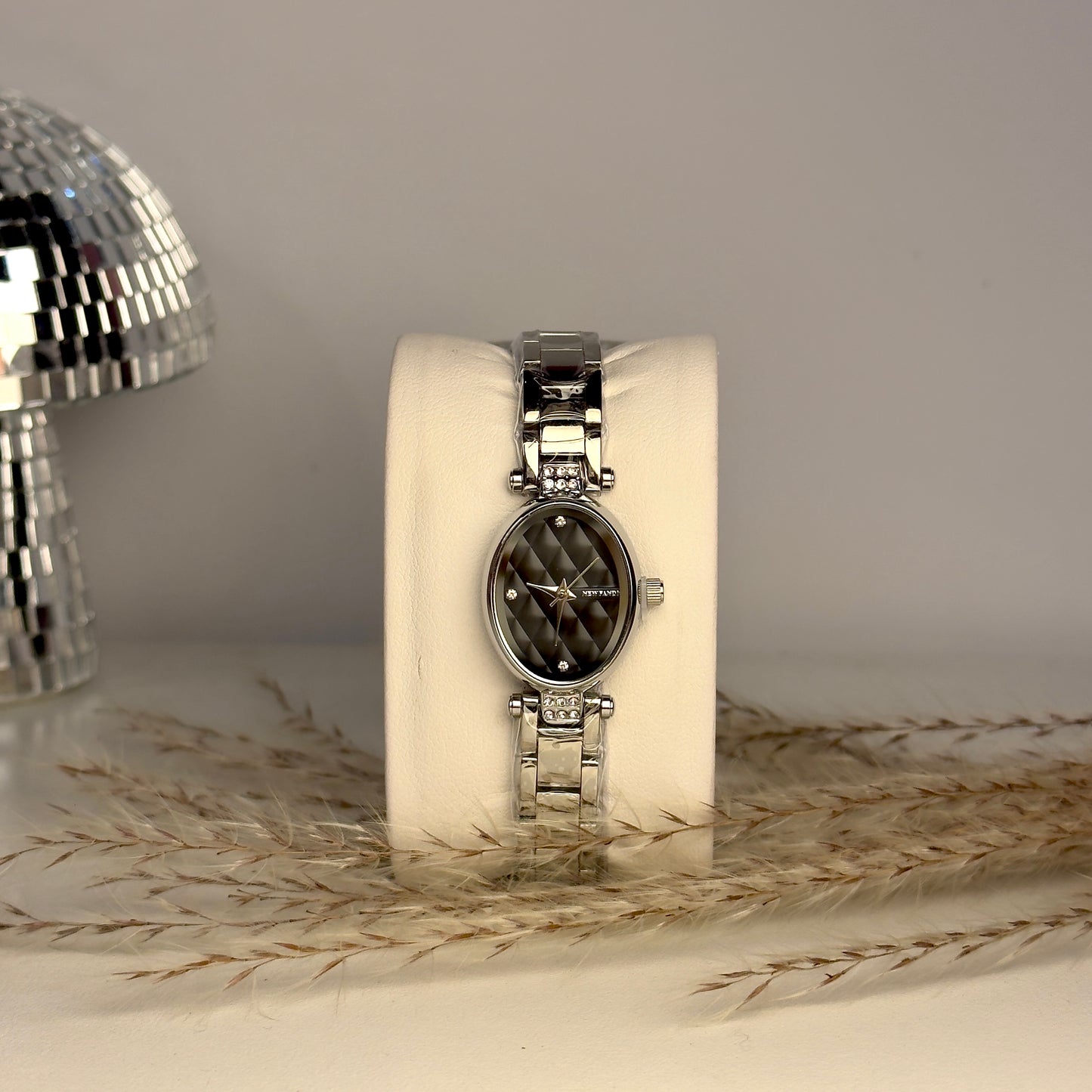 PREMIUM Silver Black Watch For Her