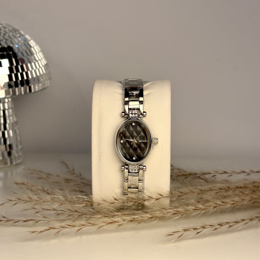 PREMIUM Silver Black Watch For Her