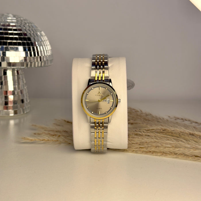 CITRON Silver-Gold  – Day & Date Classic Chain Watch