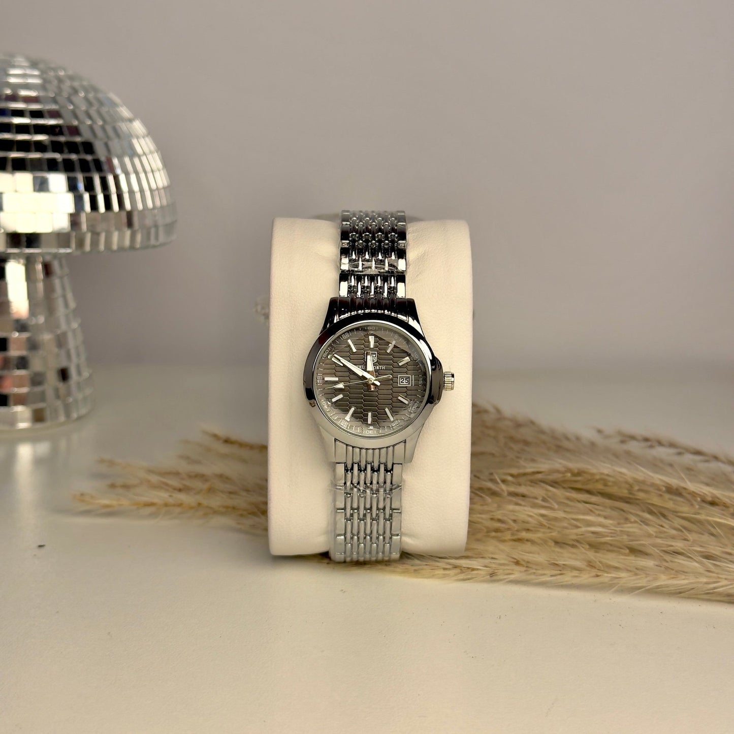 Gold - Toned Rectangular Watch with Black Strap - AESTHETIC WATCHES