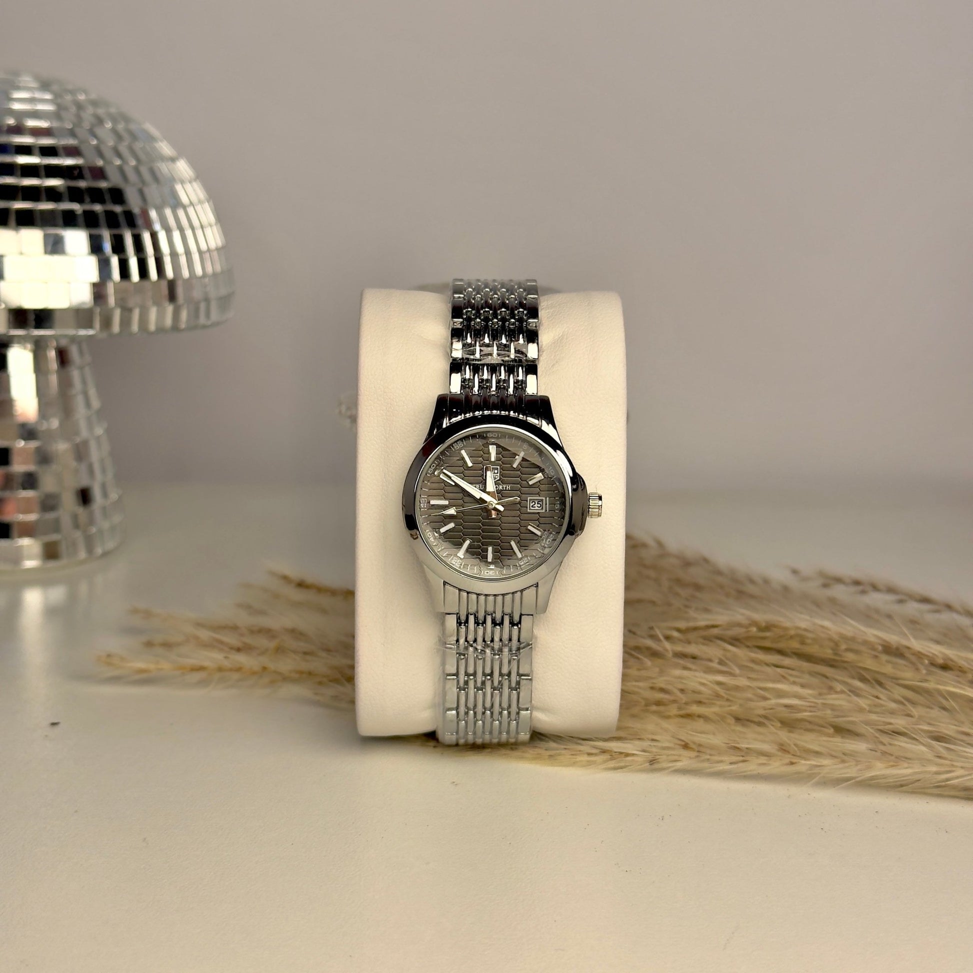 Gold - Toned Rectangular Watch with Black Strap - AESTHETIC WATCHES