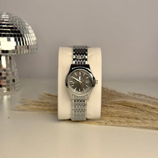Gold - Toned Rectangular Watch with Black Strap - AESTHETIC WATCHES