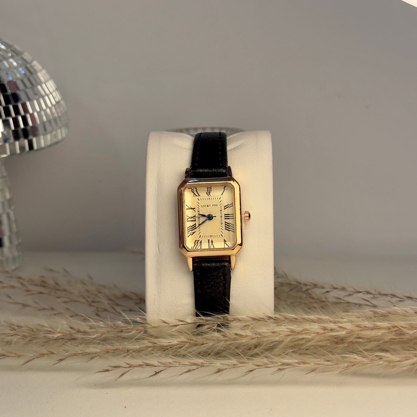 Golden Black Strap Watch - AESTHETIC WATCHES