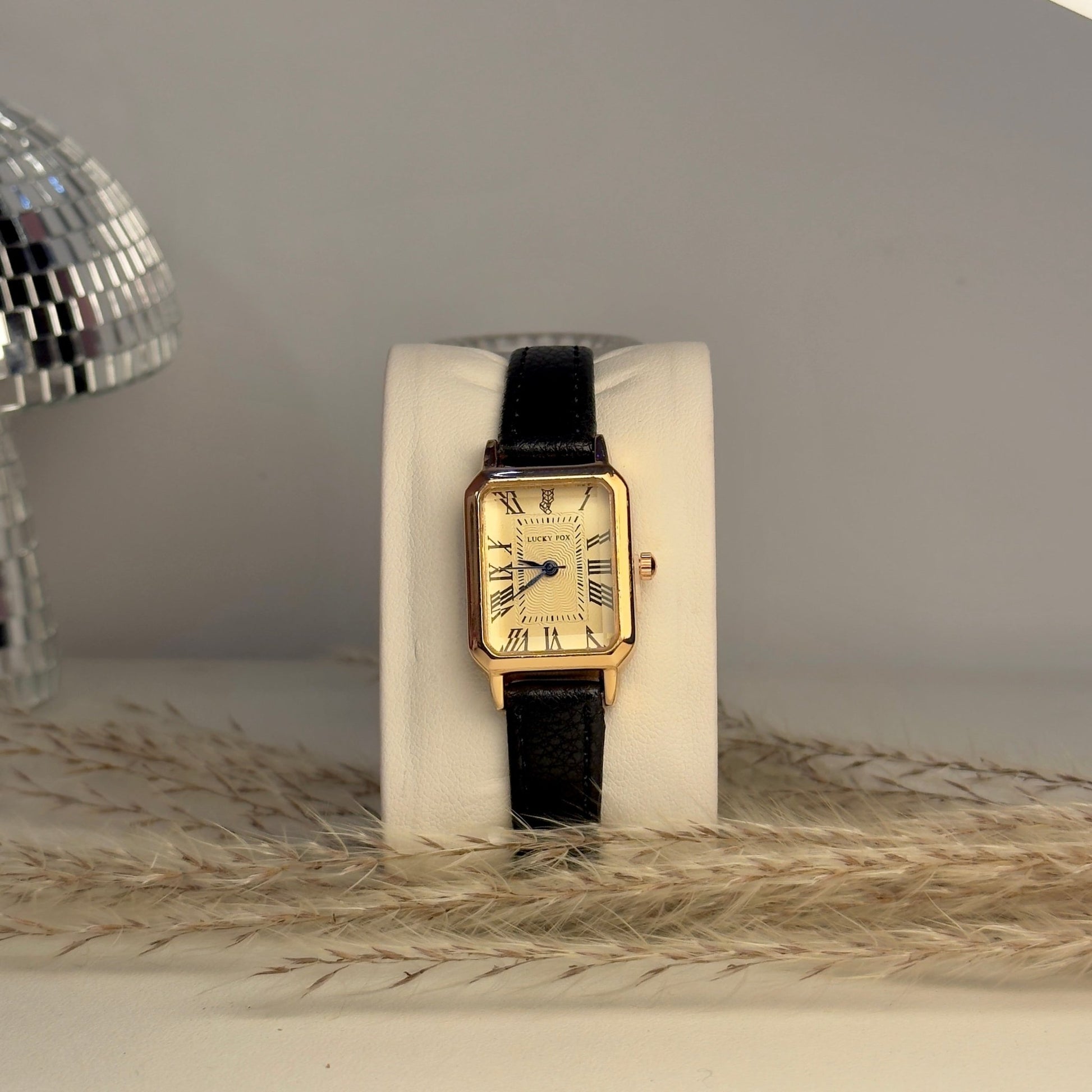 Golden Black Strap Watch - AESTHETIC WATCHES