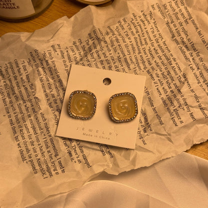 VINTAGE OFJ Square Earrings - AESTHETIC WATCHES